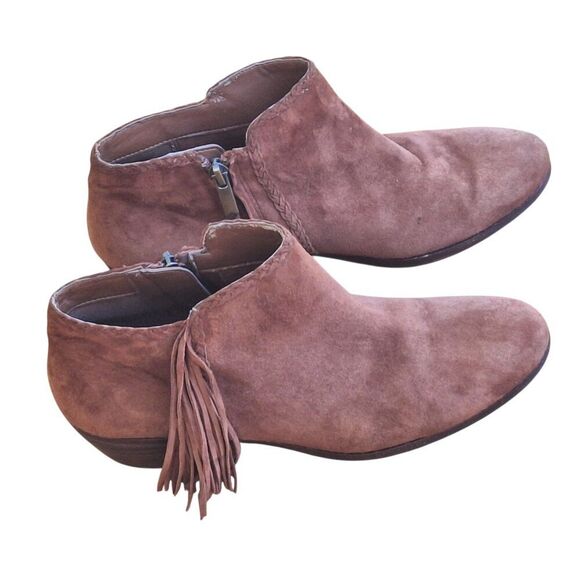 Sam Edelman Paige Suede Booties Fringe Ankle Boots Cinnamon sz 9 Festival Boots - Picture 1 of 16